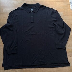 Lands' End Classic Black Long sleeve Polo Shirt 4XL Classic Minimalist